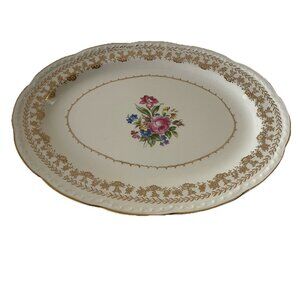 American Beauty by Stetson Oval Serving Platter 22KT Gold Accent 13 x10 Vintage
